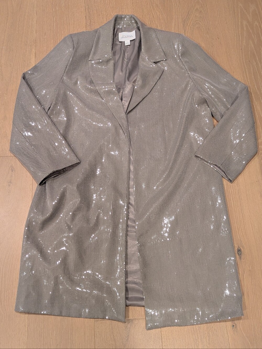 Anthropologie Sequined Light Gray Women's Coat